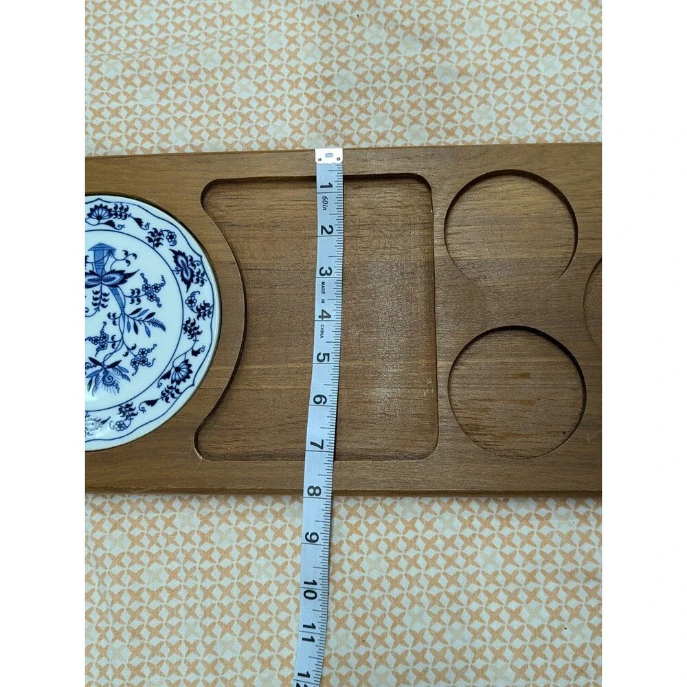 Teakwood Dolphin Wooden Cheese Appetizer Charcuterie‎ Board w Porcelain Plate
